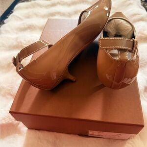 Burberry Tan Heels with Ankle Strap